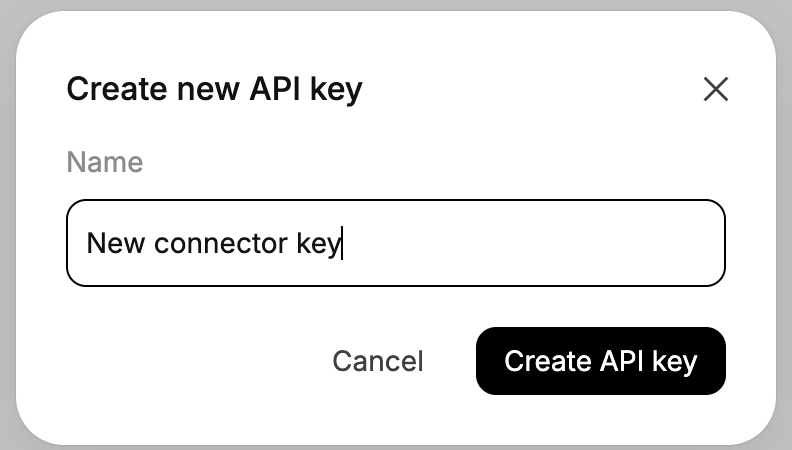 Create API key dialog