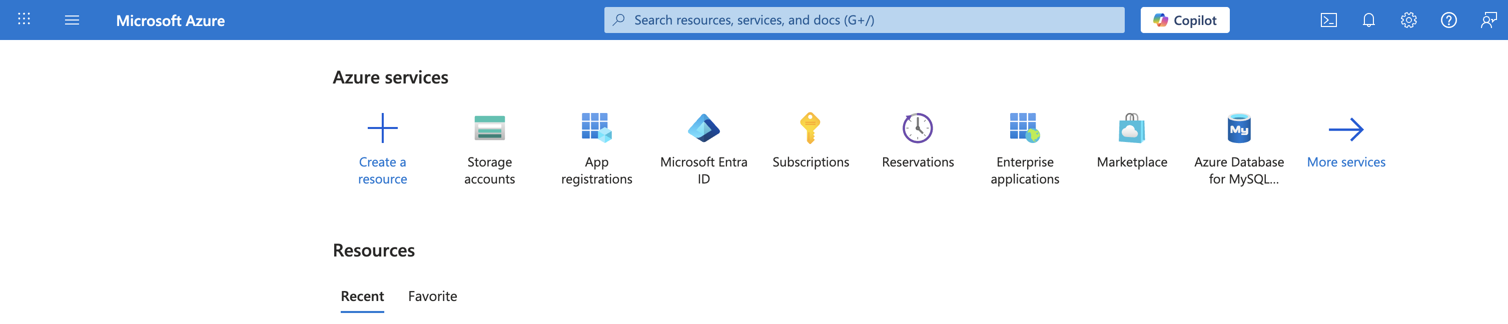 Azure portal home