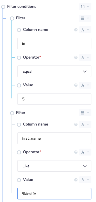 Filter conditions