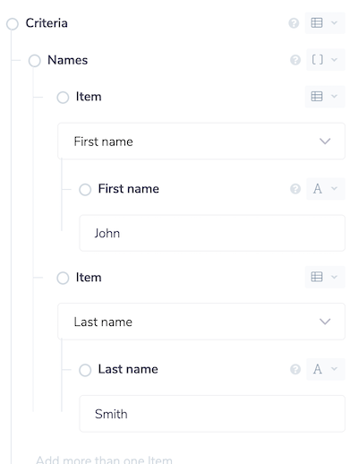 Name criteria
