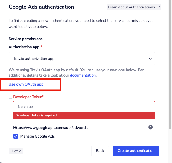 Use own oauth app