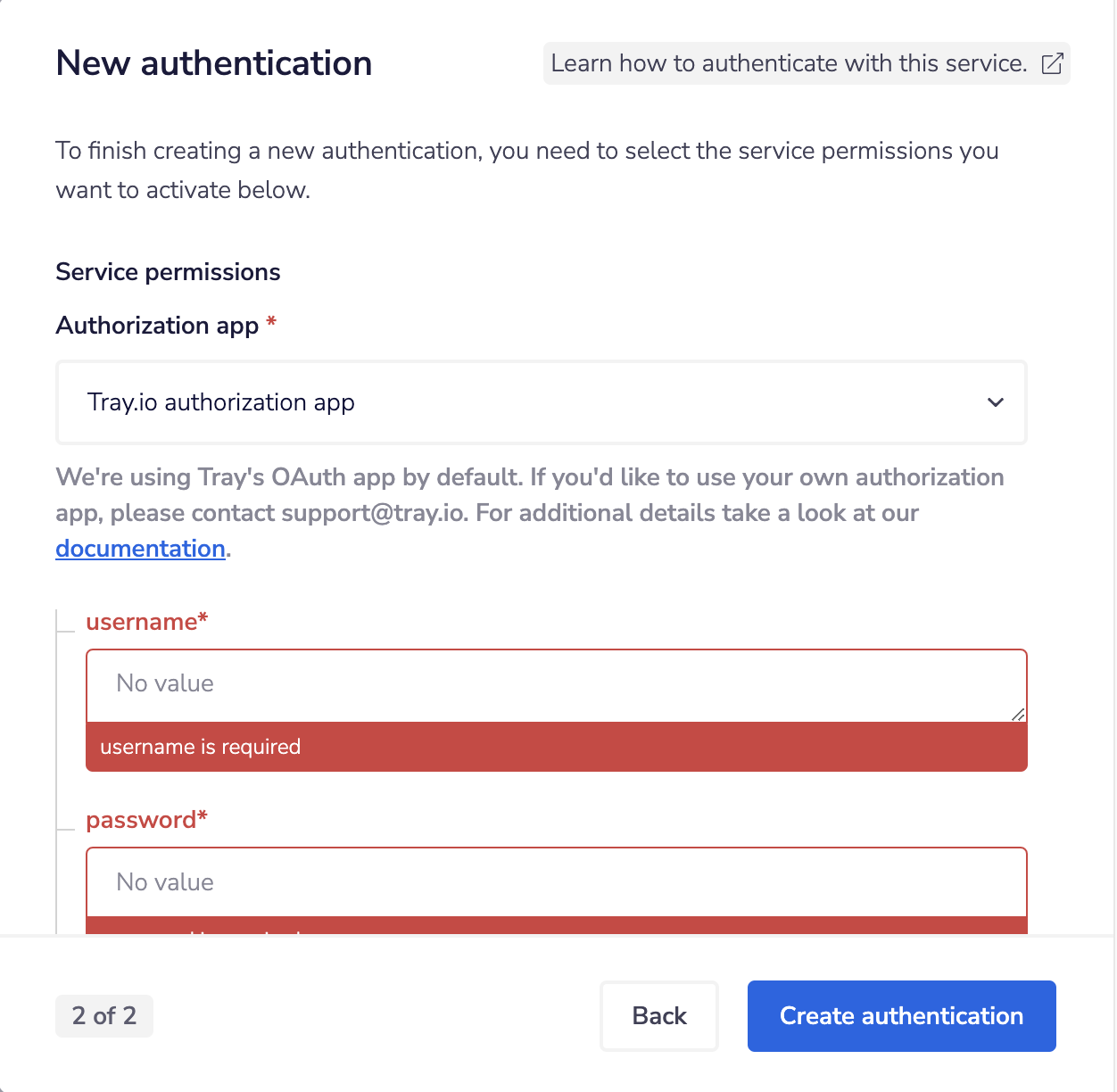 Auth screen 2