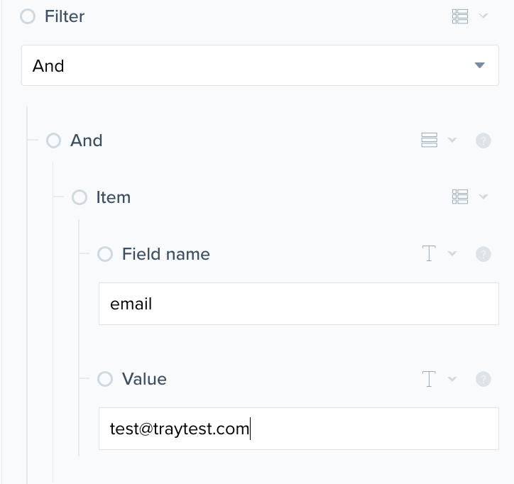Filter fields