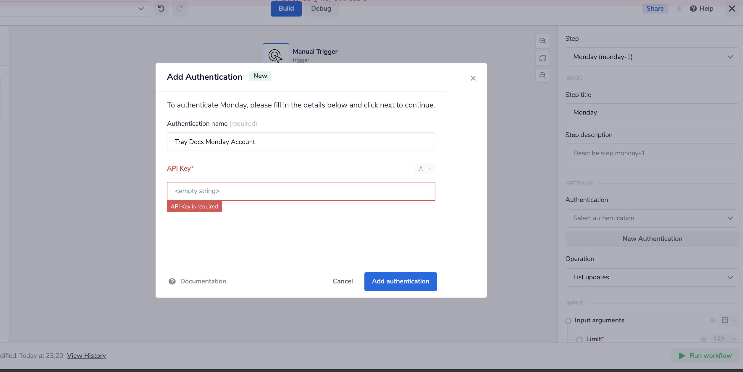 Inputting auth