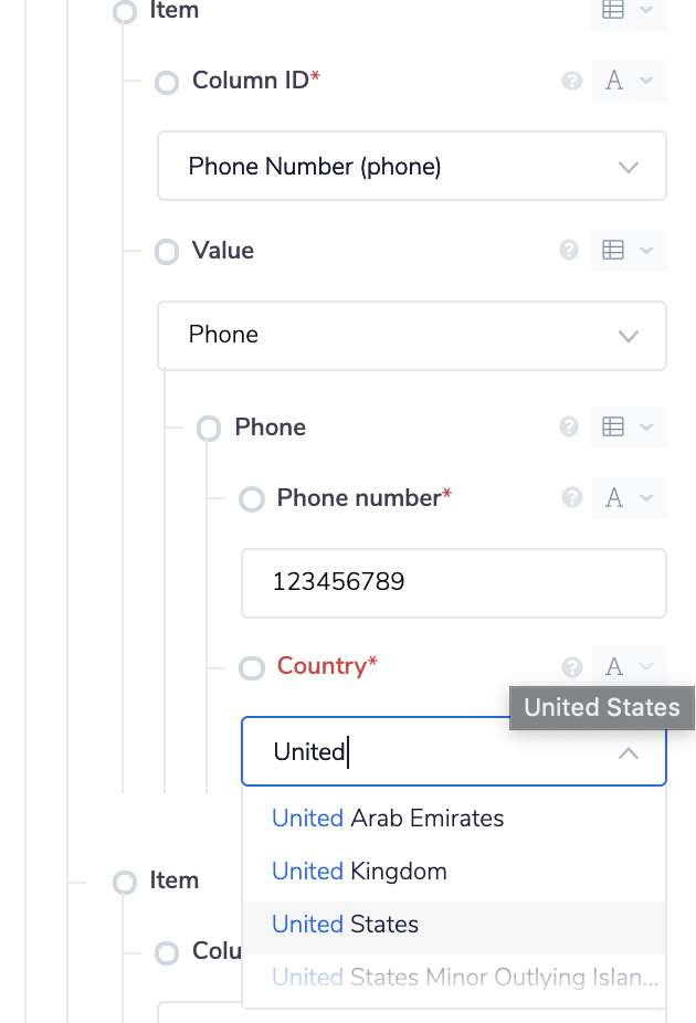Update phone column