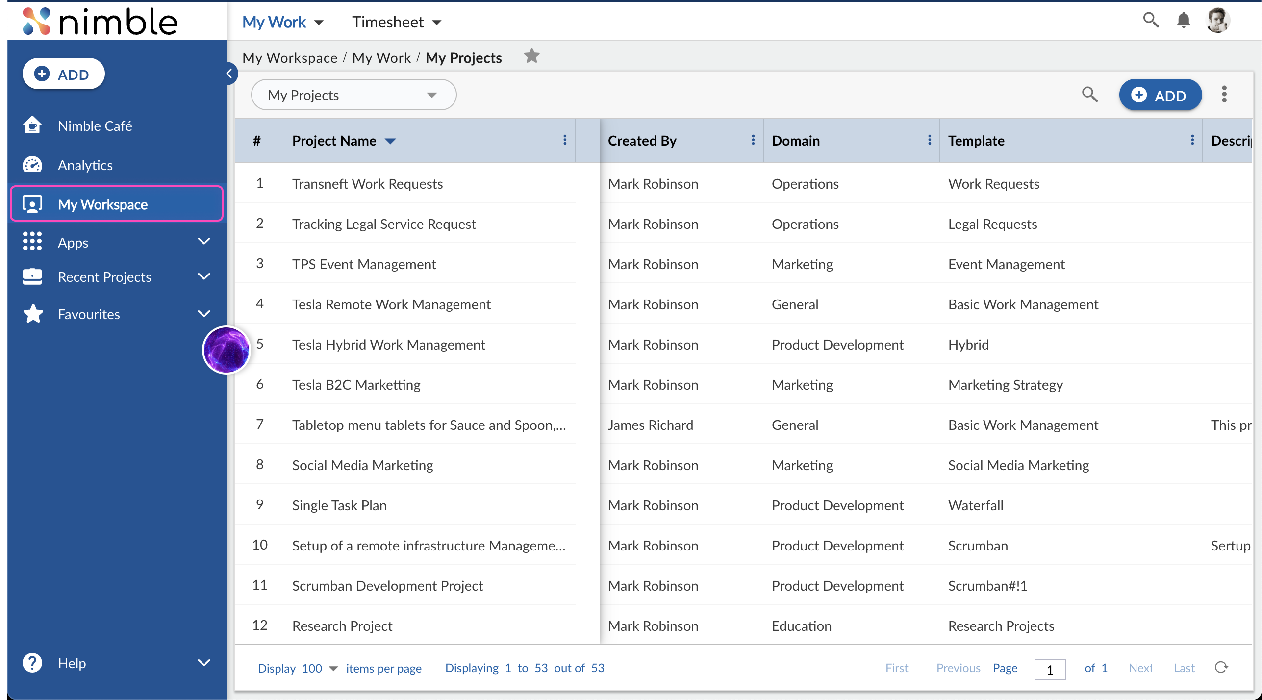 Nimble dashboard.