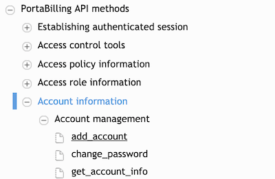 API Navigation Menu