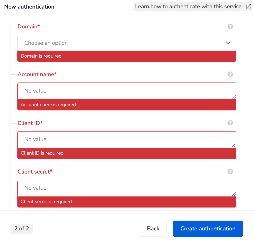 Revo 4me oauth inputs