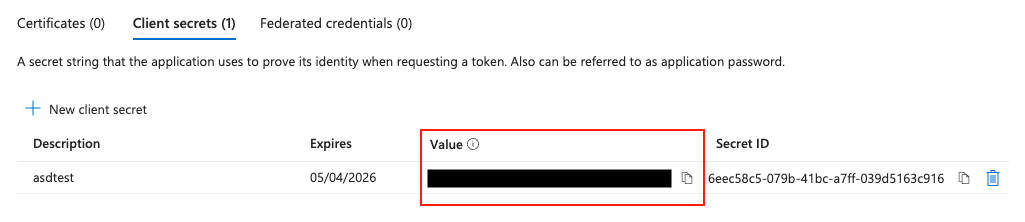 SharePoint v4 client secret value