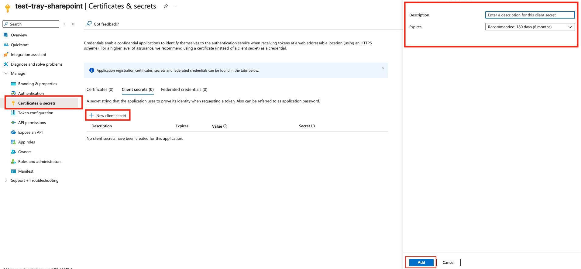 SharePoint v4 create new client secret