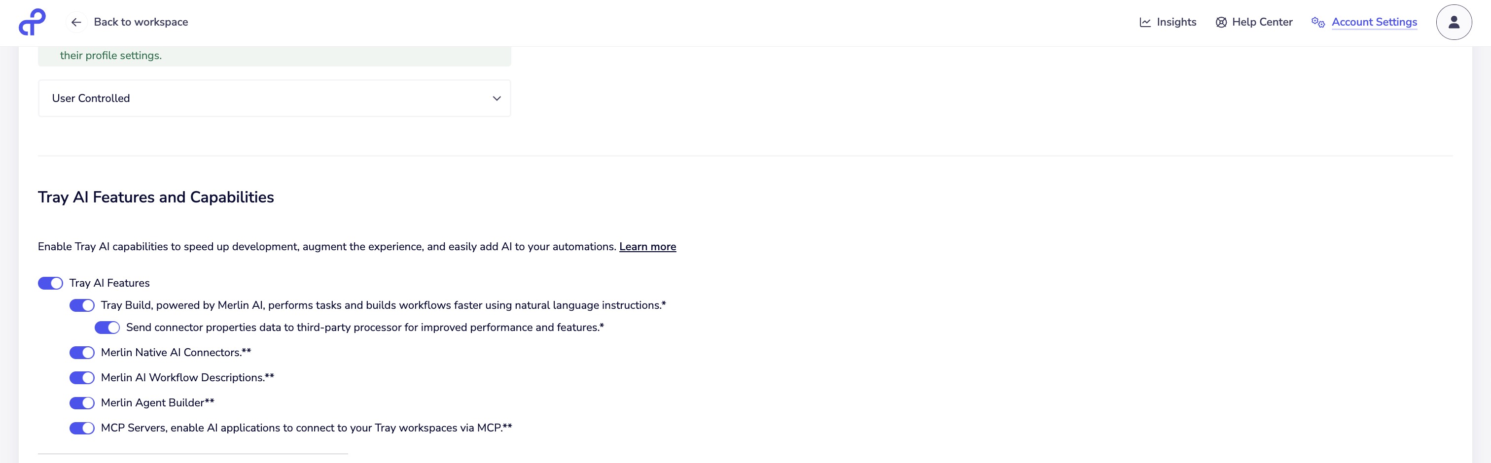 Enable MCP in Organization Settings