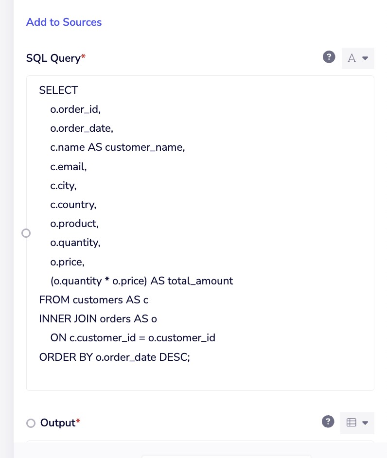 SQL query example