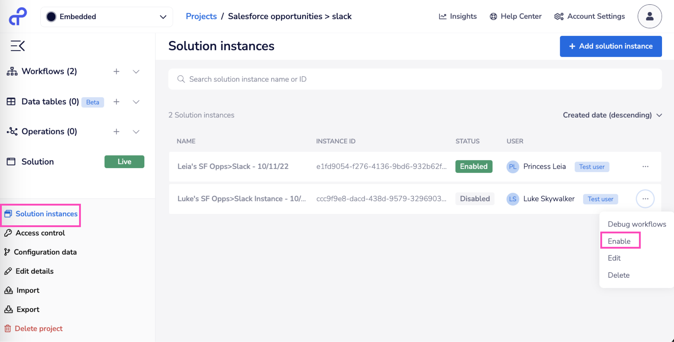 enable instance