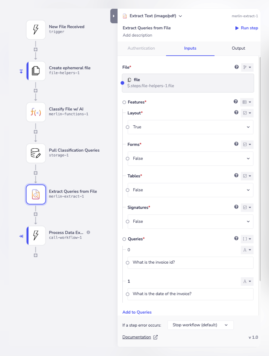 Merlin Extract - Workflow Screenshot
