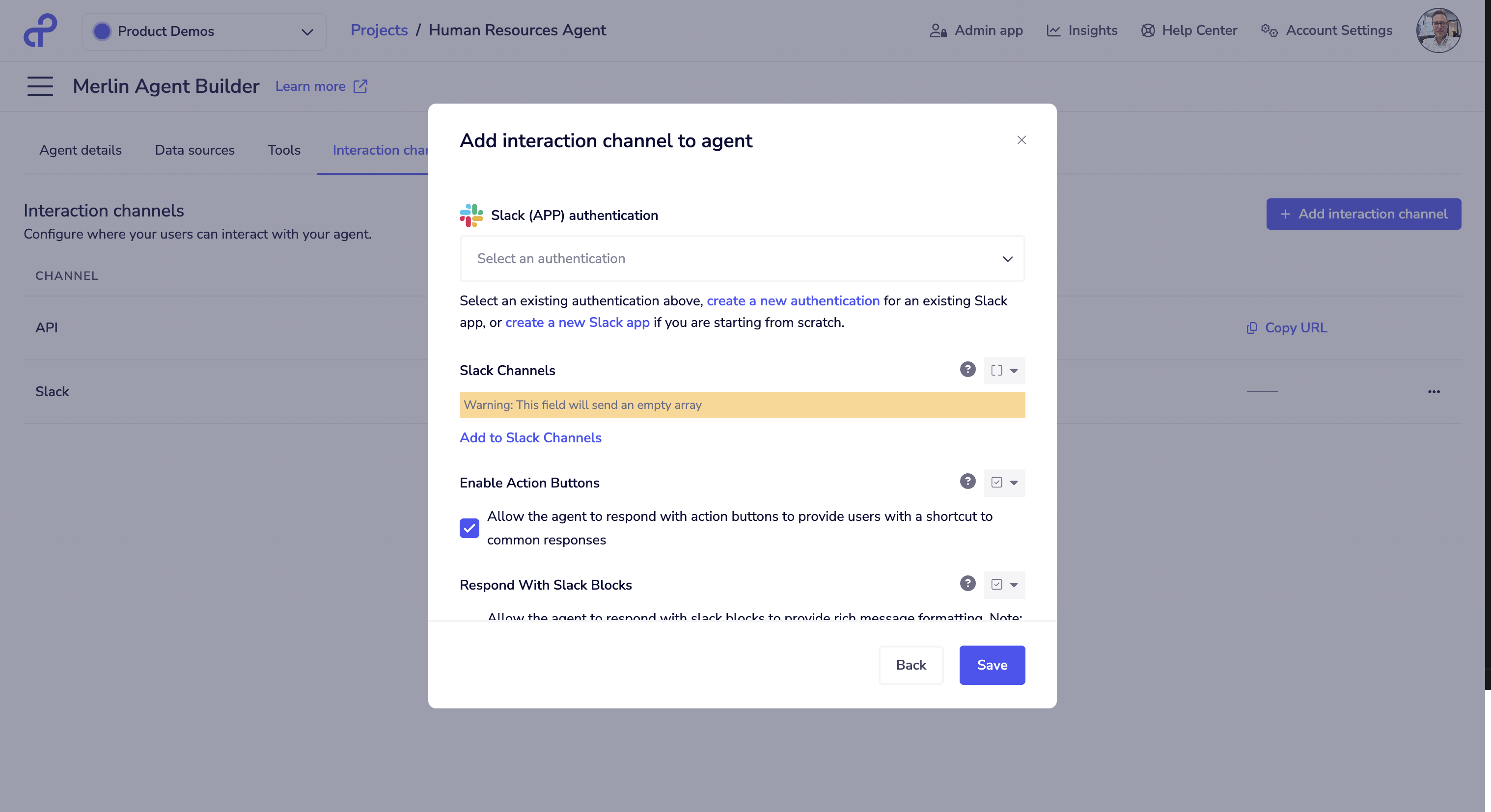 Slack Interaction Channels